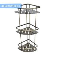 Полочка угловая овальная с литым дном тройная 22 см - БРОНЗА